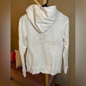 Bride Rhinestone Zippered White Hoodie Size Medium